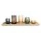 Embossed Glass &#x26; Metal Tealight &#x26; Votive Holders On Rectangle Wood Tray Set, 6ct.